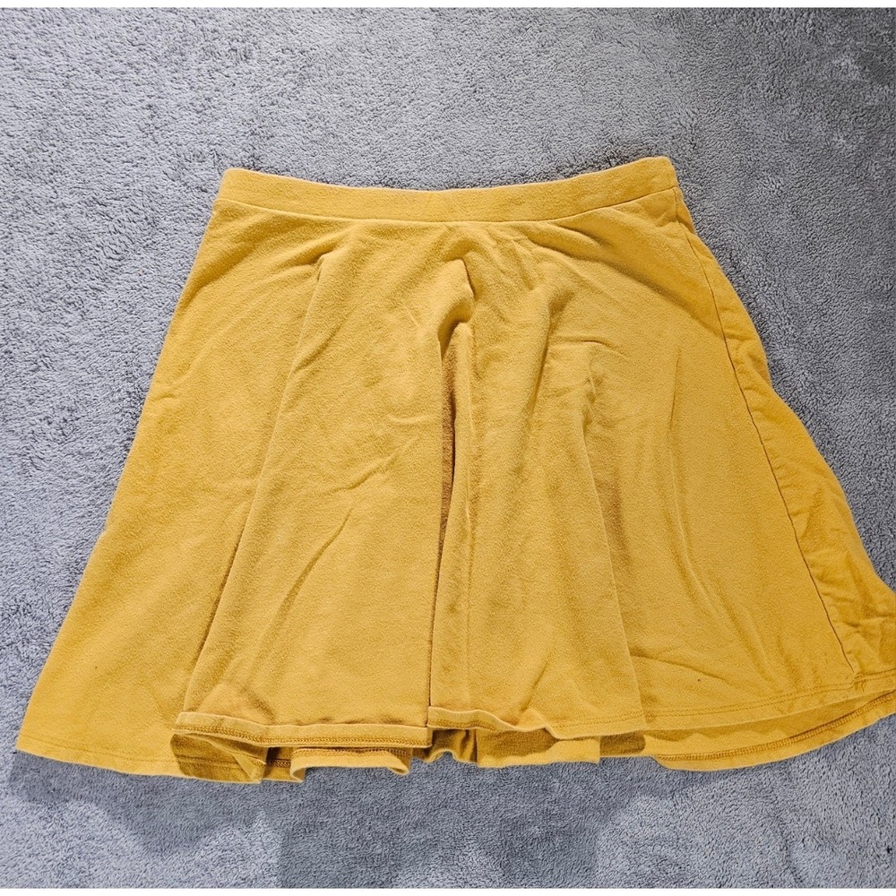 Forever 21 Mustard Yellow Skater Mini Skirt Textured Knit Size M